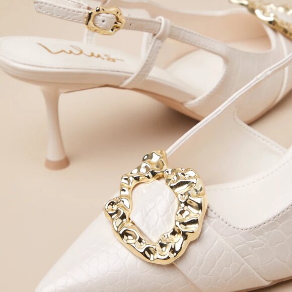 Lulu's Artigan Bone Croc-Embossed Slingback Pumps - Picture 12 of 12